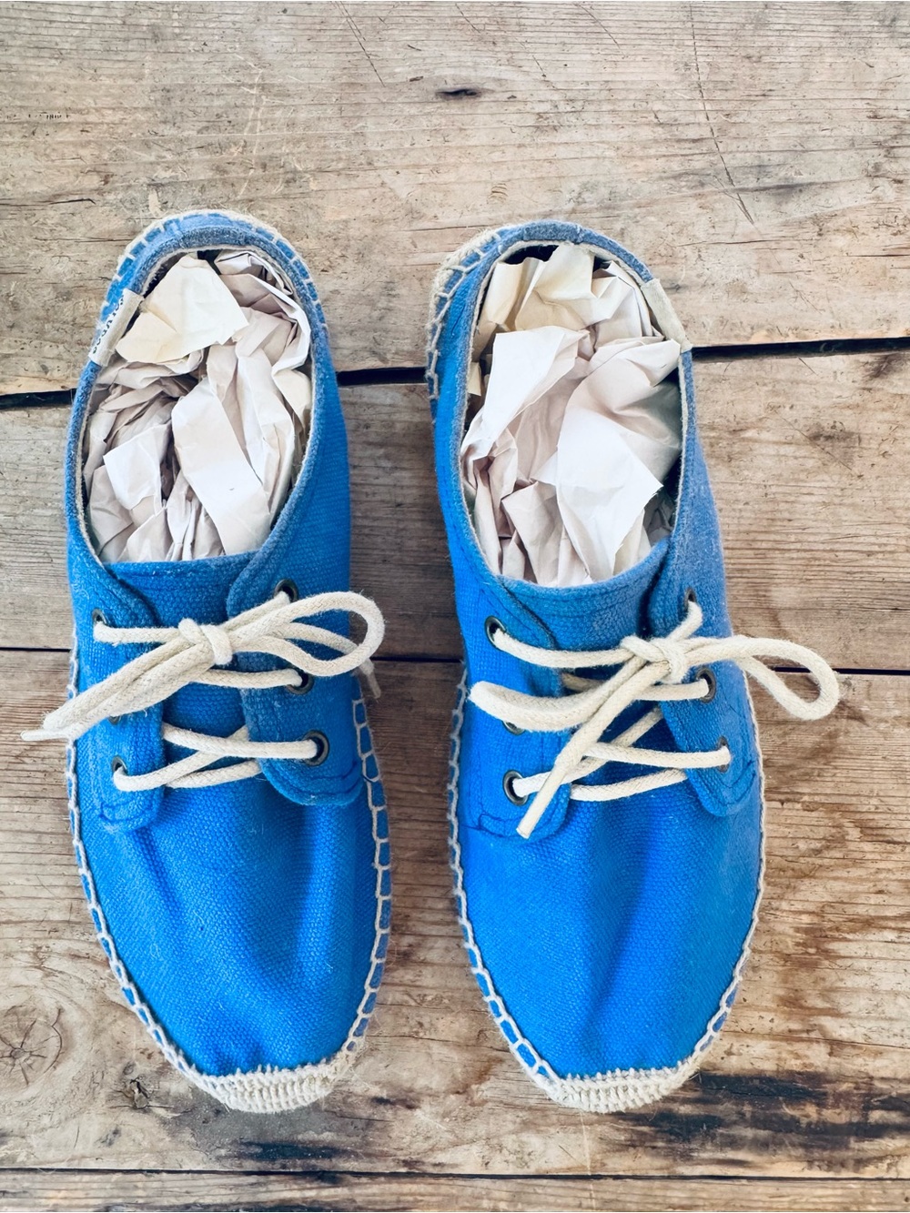 Soludos Blue Canvas Espadrille Lace-Up Shoes